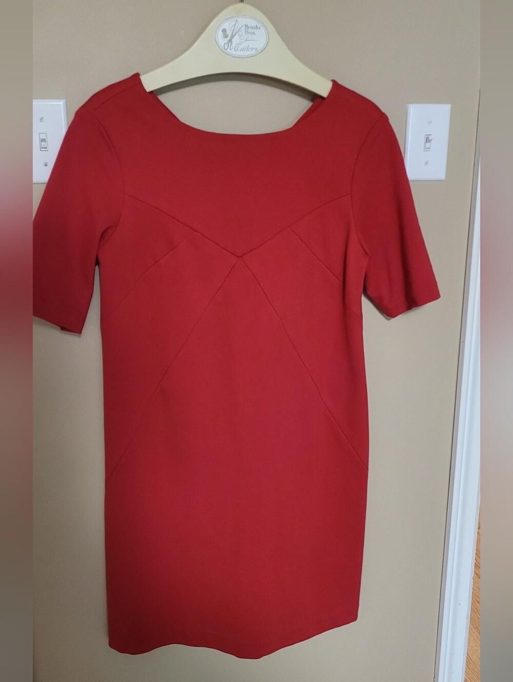 Hilary Radley Red Short-Sleeve Midi Shift Dress